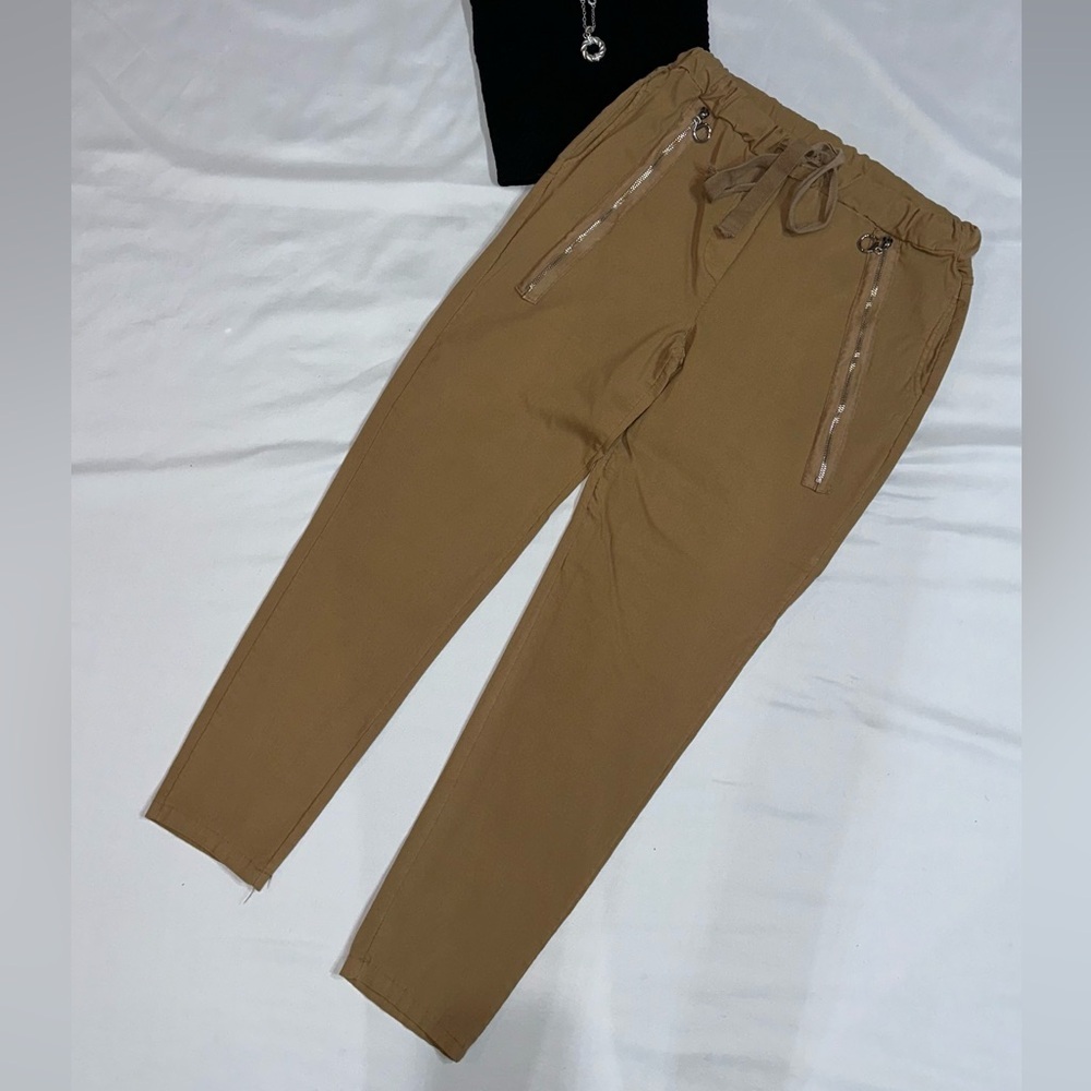 Relaxed Fit Tan Chinos with Adjustable Waistband